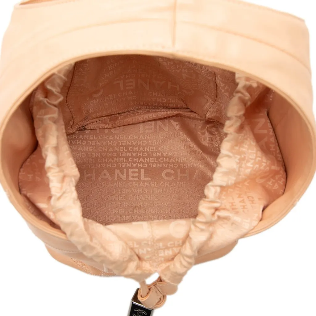 Chanel Calfskin Square Stitch Tassel Hobo Beige Leather Very good - Model View