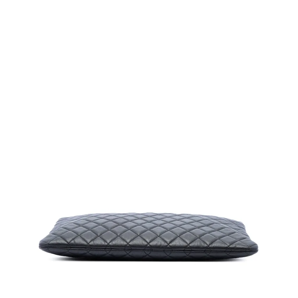 Chanel Large Quilted Caviar Boy O Case Clutch Black Leather Very good - Inside View