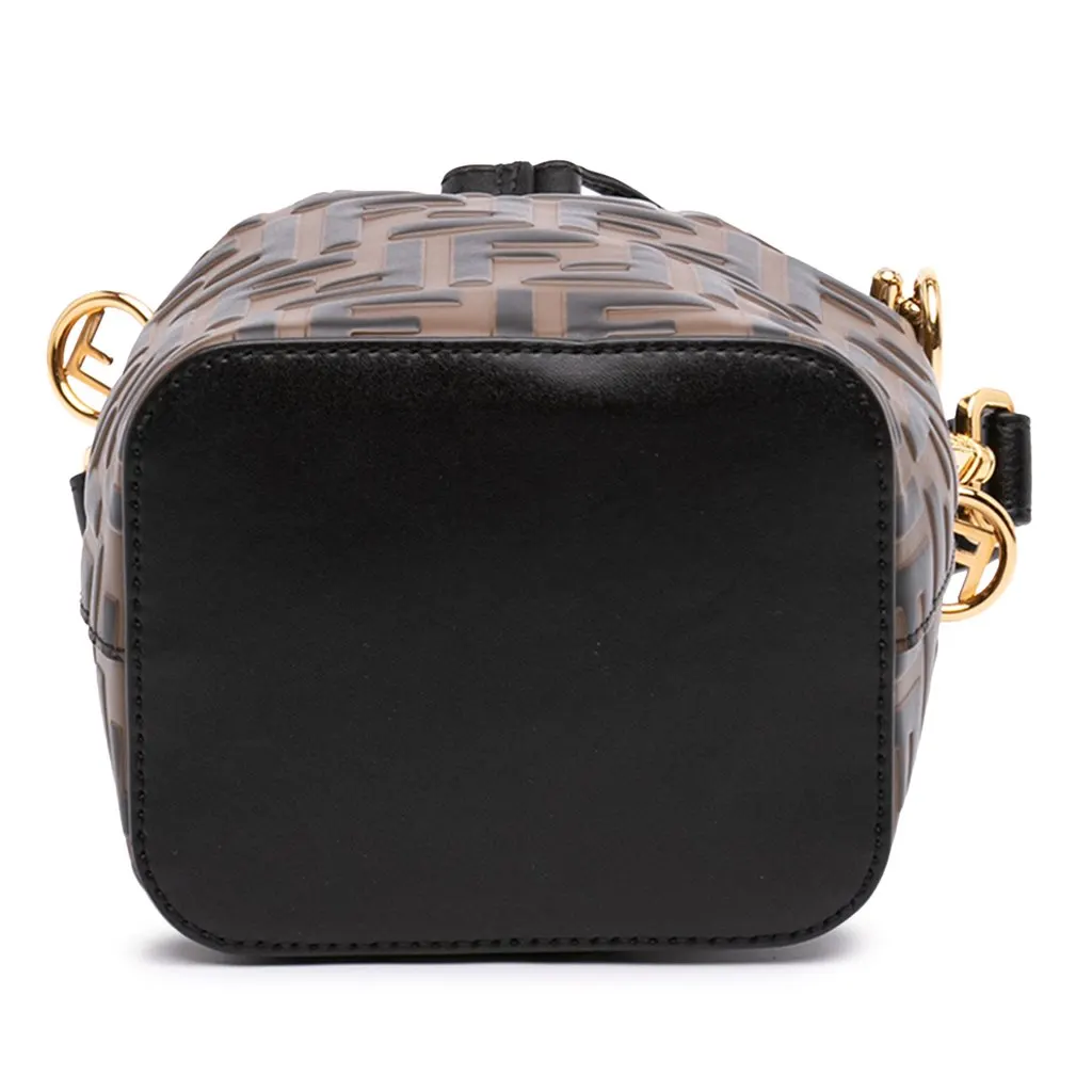 Fendi Mini FF 1974 Embossed Leather Mon Tresor Bucket Bag Brown Leather Very good - Inside View