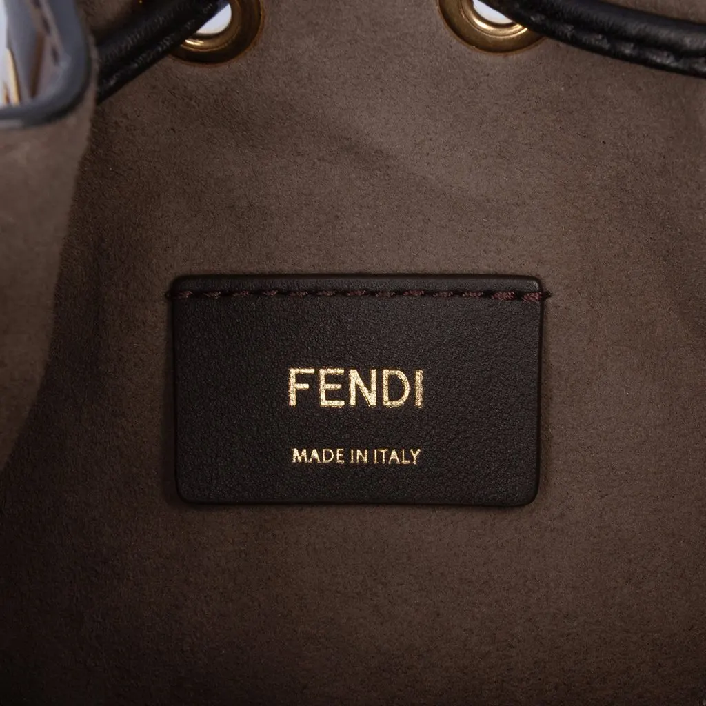 Fendi Mini FF 1974 Embossed Leather Mon Tresor Bucket Bag Brown Leather Very good - Box View