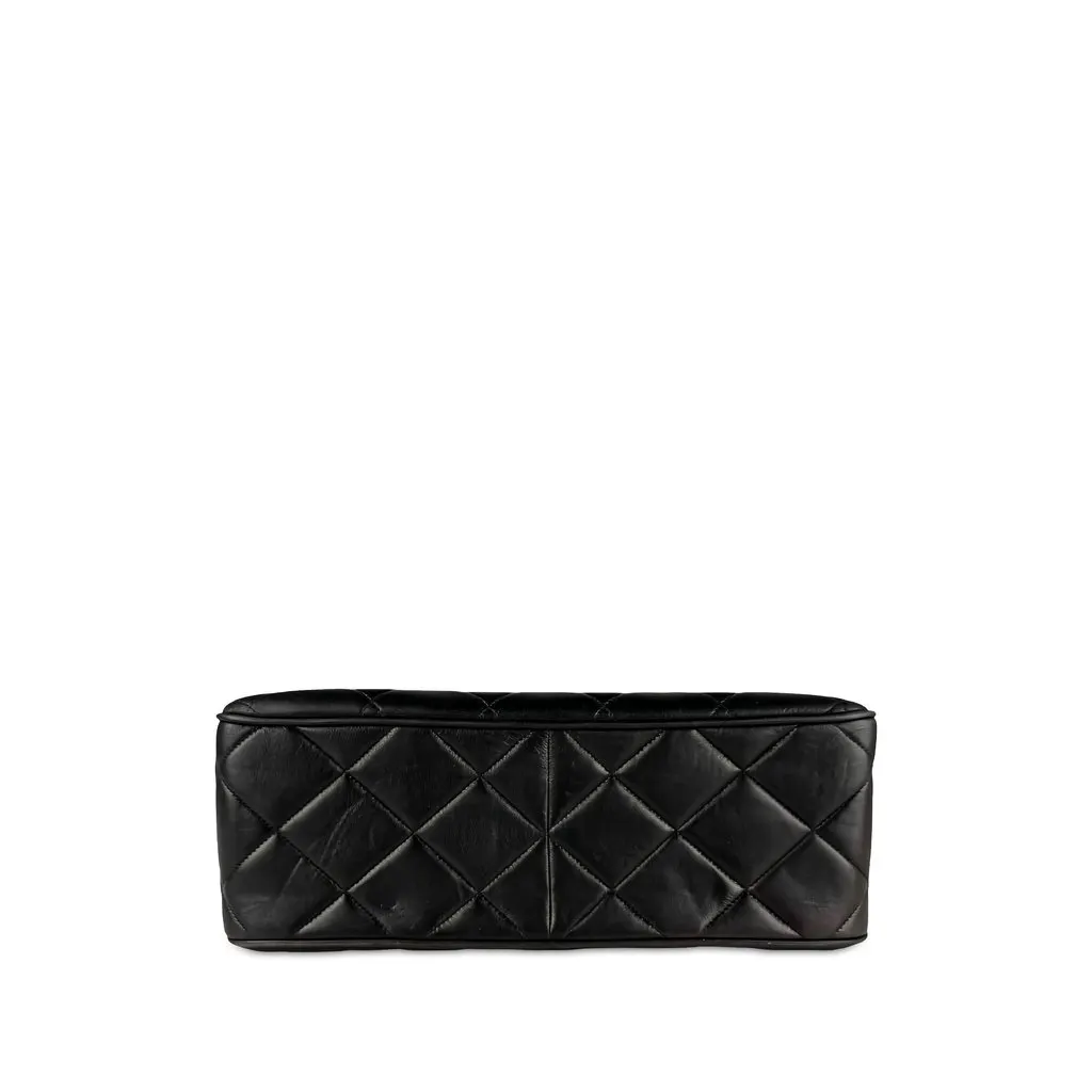 Chanel XL CC Quilted Lambskin Square Single Flap Black Leather Good - Inside View