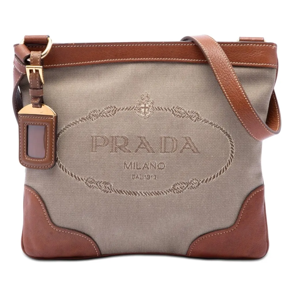 Prada Canvas Canapa Logo Crossbody Beige Very good - Front View