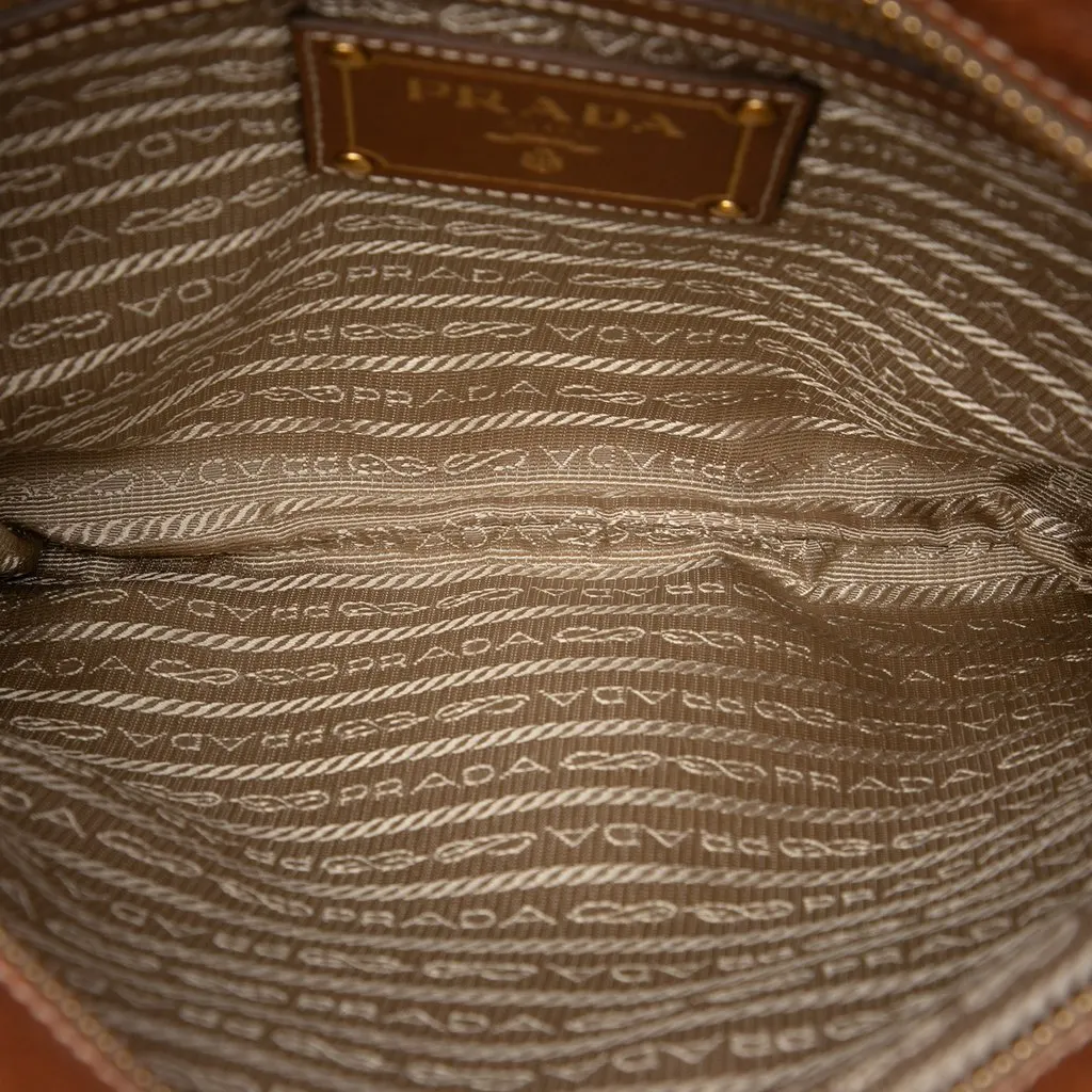 Prada Canvas Canapa Logo Crossbody Beige Very good - Model View