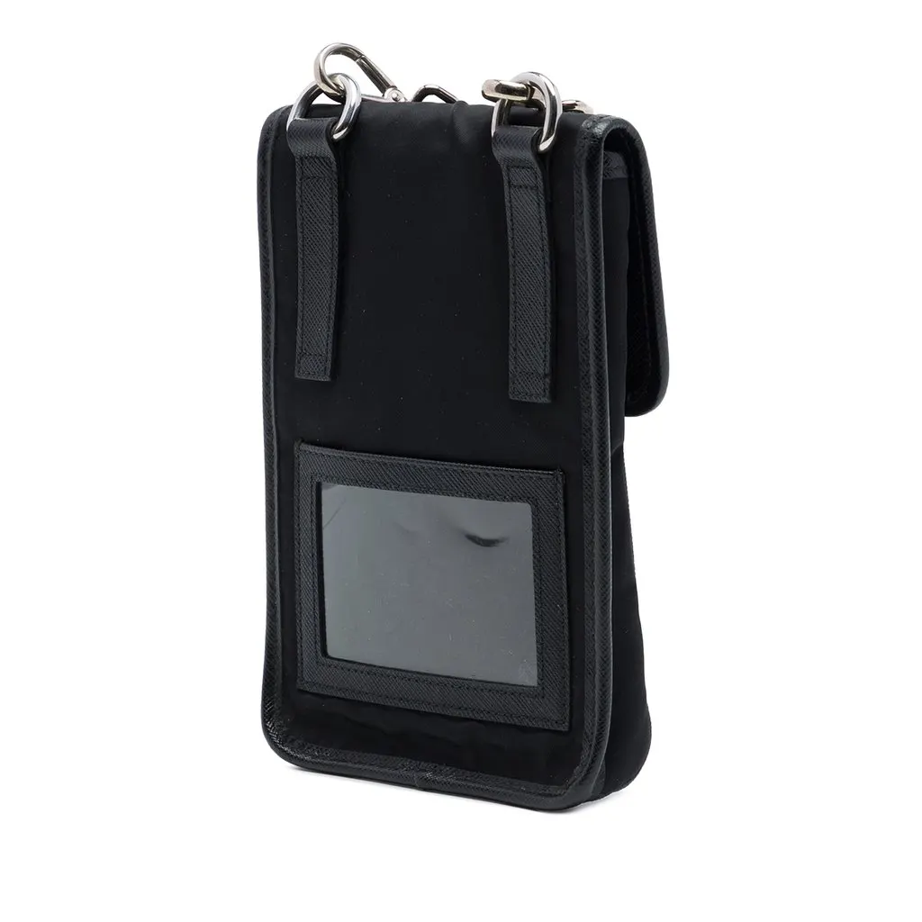 Prada Saffiano Trimmed Re Nylon Smartphone Case Black Polyamide Good - Back View