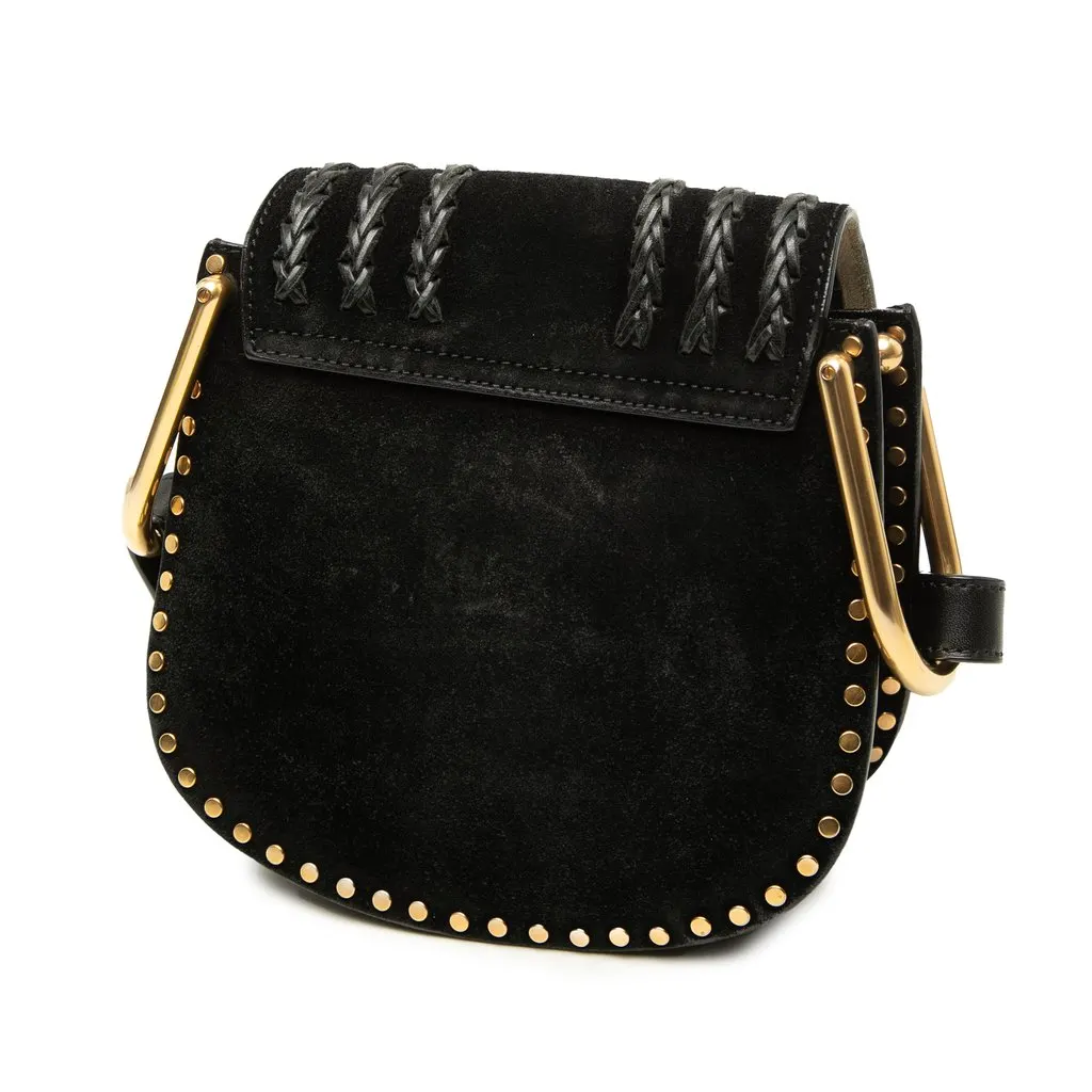Chloé Small Suede Braided Hudson Crossbody Black Leather Very good - Back View