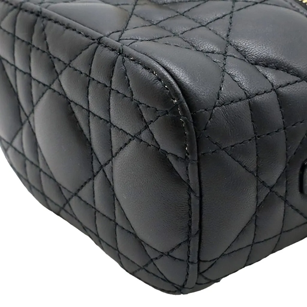Dior Micro Lambskin Cannage Lady Dior Vanity Case Black Leather Very good - Inside View
