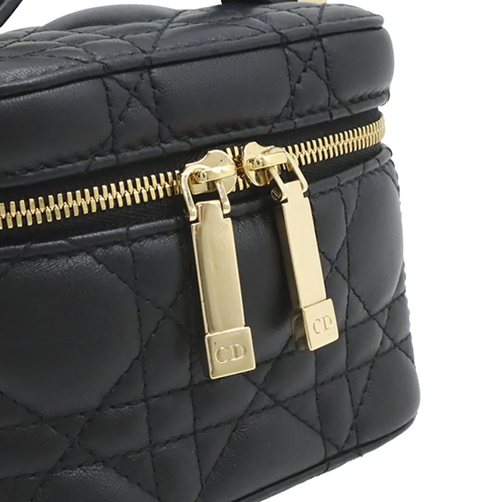 Dior Micro Lambskin Cannage Lady Dior Vanity Case Black Leather Very good - Box View