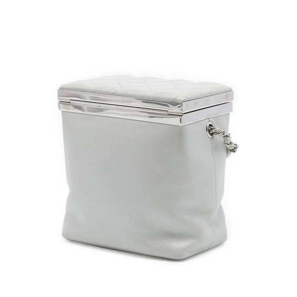 Chanel CC Metallic Calfskin Vanity Bag White Leather Very good - Back View