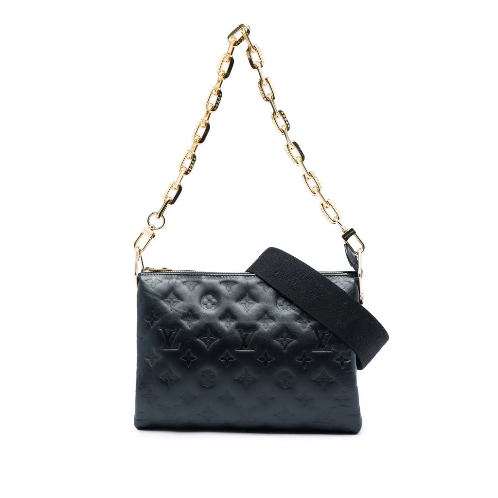 Louis Vuitton Monogram Embossed Puffy Lambskin Coussin PM Black Leather Very good - Front View