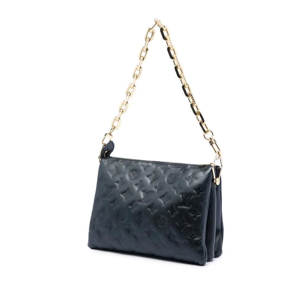 Louis Vuitton Monogram Embossed Puffy Lambskin Coussin PM Black Leather Very good - Back View