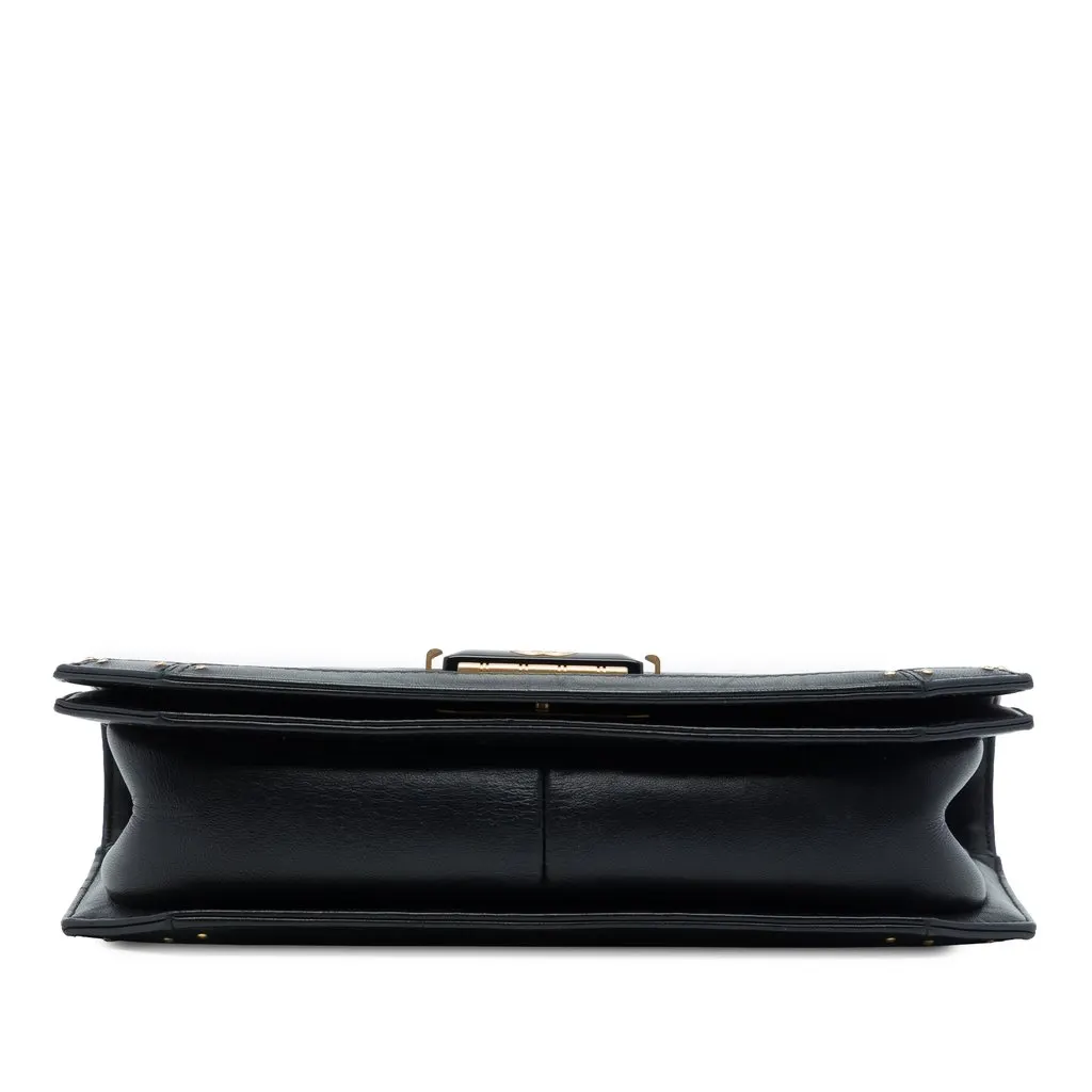 Chanel Medium Quilted Calfskin Octagon CC Clasp Flap Black Leather Very good - Inside View