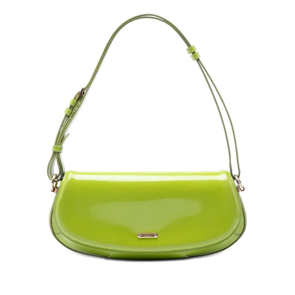 Burberry Prorsum Patent Lilford Shoulder Bag Green Leather Good - Front View