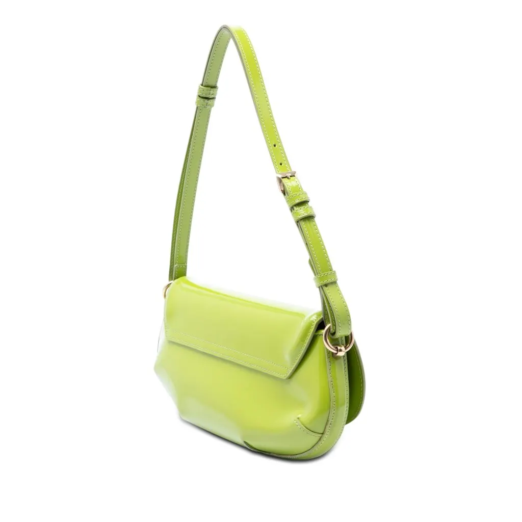 Burberry Prorsum Patent Lilford Shoulder Bag Green Leather Good - Back View