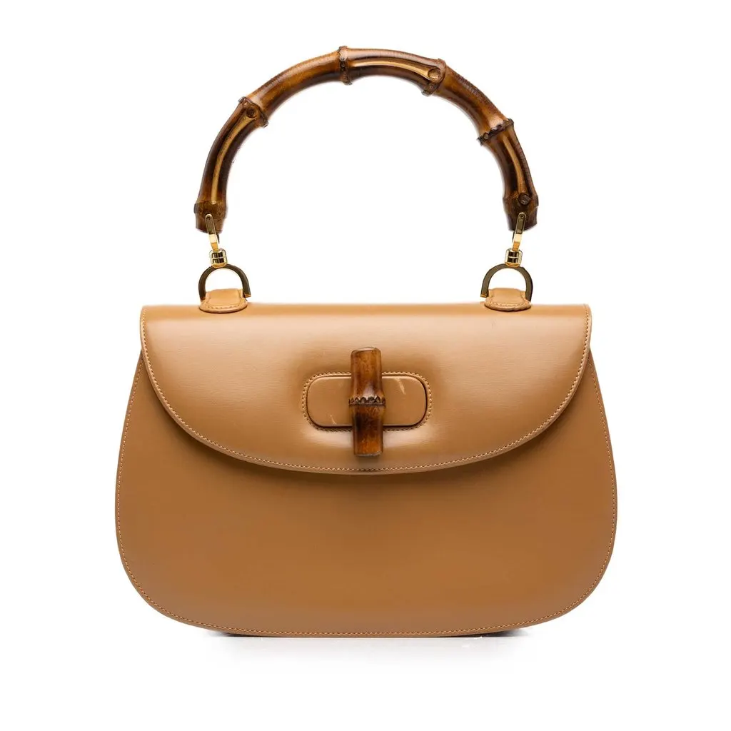 Gucci Calfskin Bamboo Night Brown Leather Very good - Front View