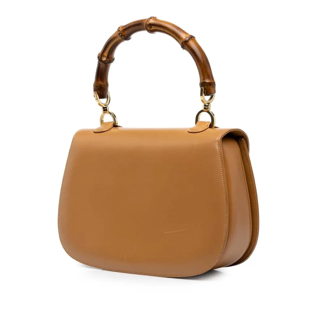 Gucci Calfskin Bamboo Night Brown Leather Very good - Back View