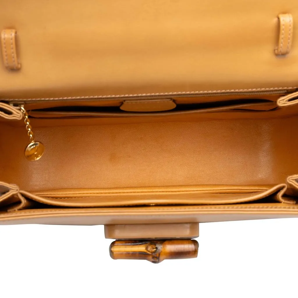 Gucci Calfskin Bamboo Night Brown Leather Very good - Model View