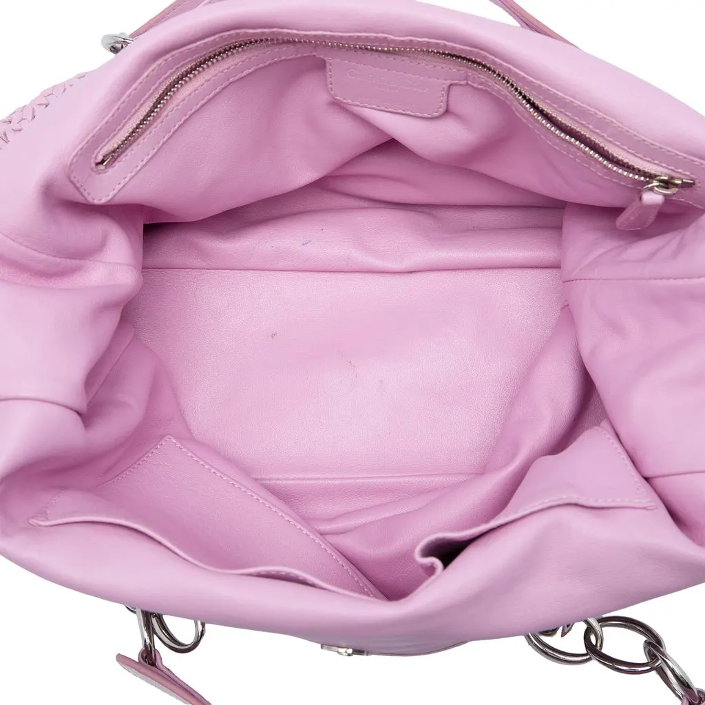 Dior Large Woven Lambskin Lady Dior Soft Shopping Tote Pink Leather Very good - Model View
