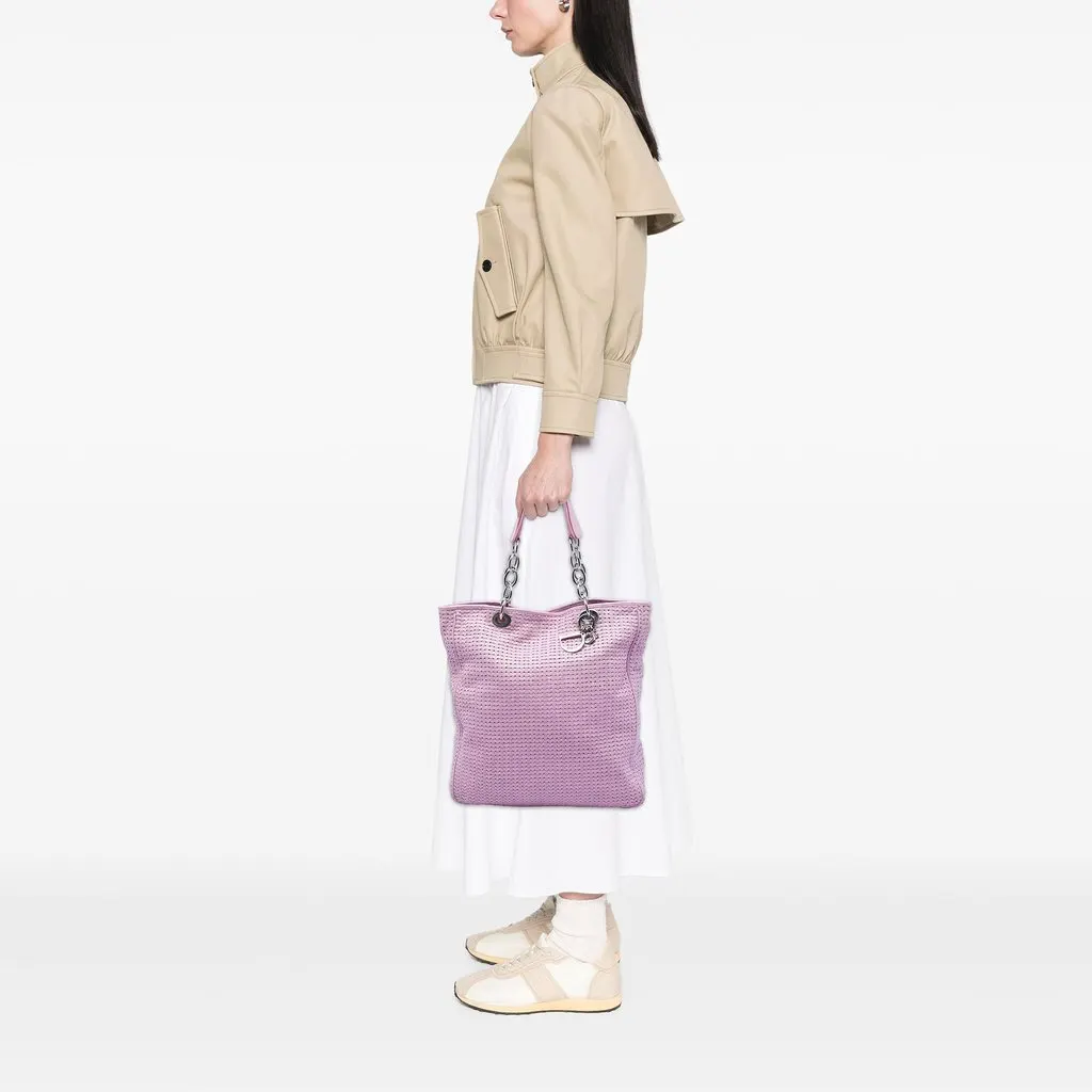 Dior Large Woven Lambskin Lady Dior Soft Shopping Tote Pink Leather Very good - Box View