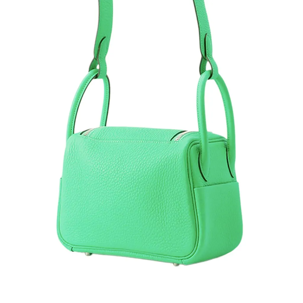 Hermès Mini Clemence Lindy 20 Green Leather Very good - Back View