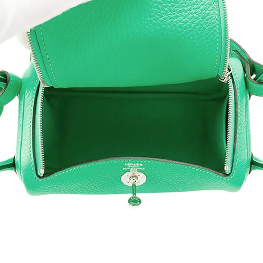 Hermès Mini Clemence Lindy 20 Green Leather Very good - Model View