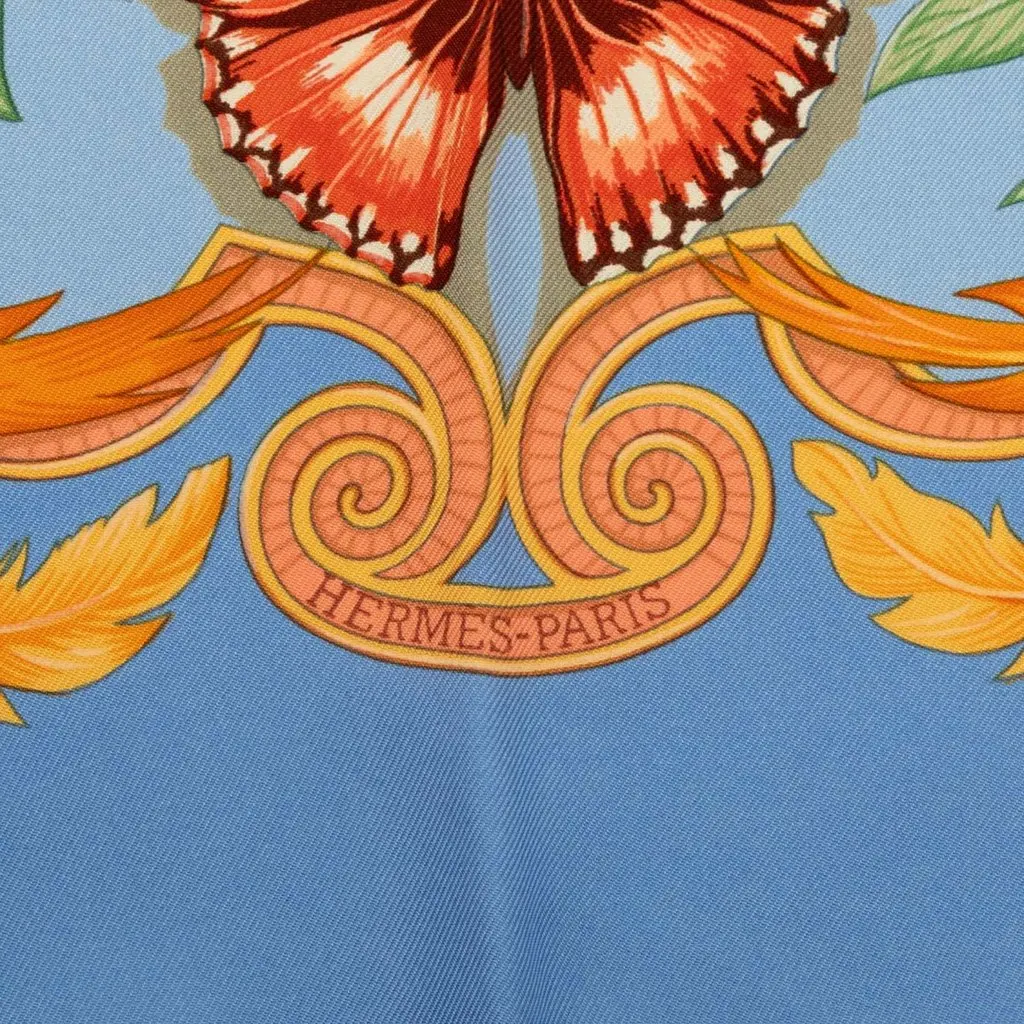 Hermès Amazonia Silk Scarf 90 Blue Silk Very good - Inside View