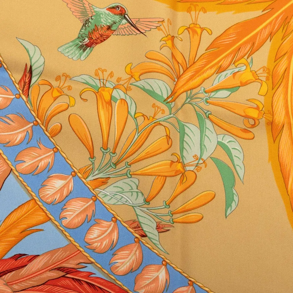 Hermès Amazonia Silk Scarf 90 Blue Silk Very good - Model View