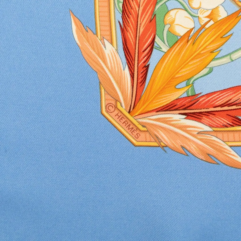 Hermès Amazonia Silk Scarf 90 Blue Silk Very good - Box View