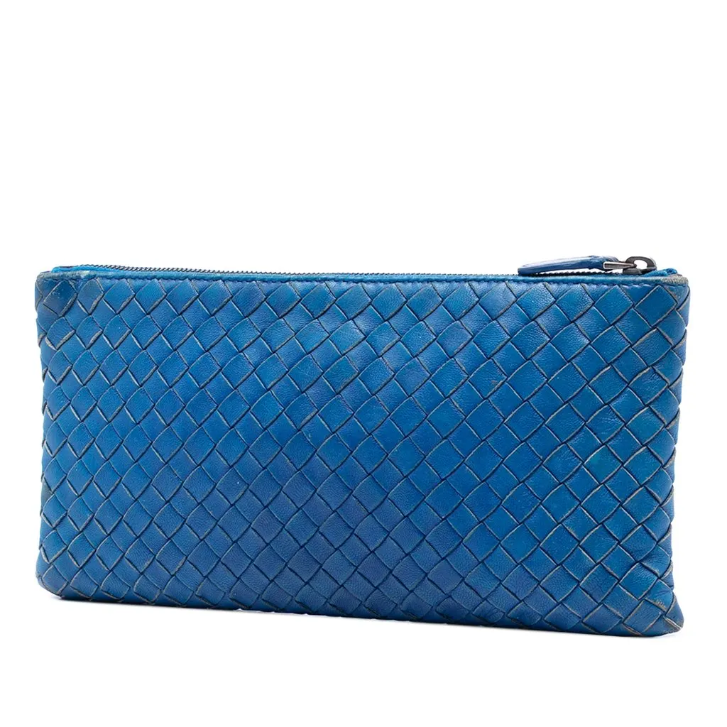 Bottega Veneta Nappa Intrecciato Clutch Blue Leather Very good - Back View