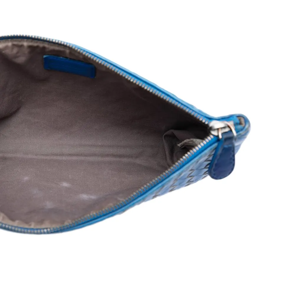 Bottega Veneta Nappa Intrecciato Clutch Blue Leather Very good - Model View