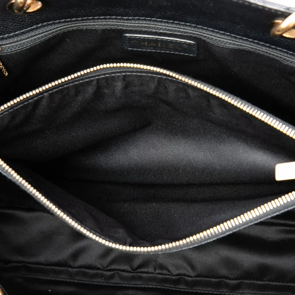 Chanel Caviar Grand Shopping Tote Black Leather Good - Model View