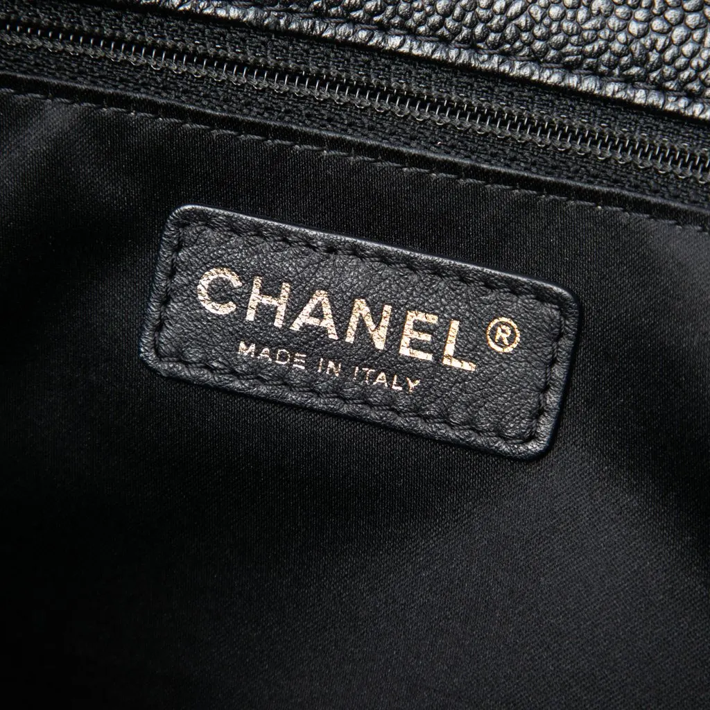 Chanel Caviar Grand Shopping Tote Black Leather Good - Box View