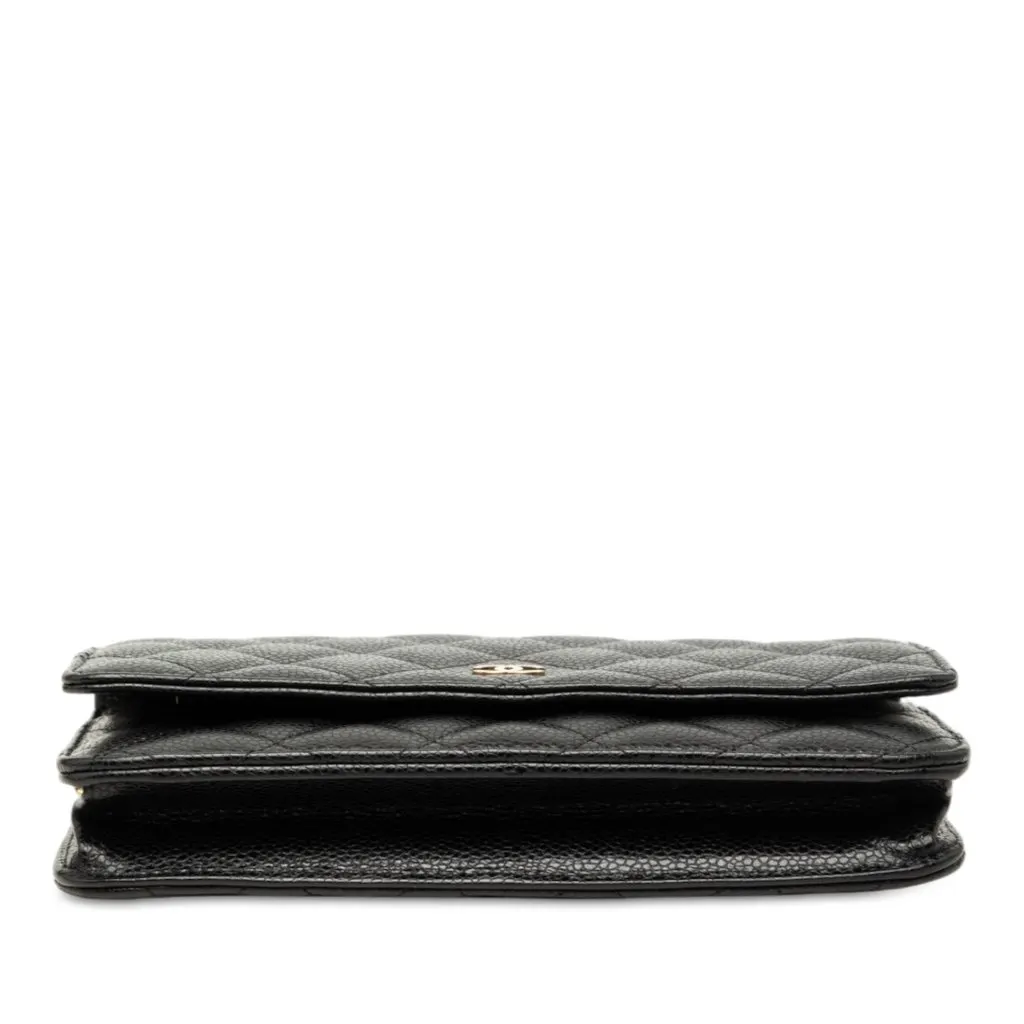Chanel CC Quilted Caviar Wallet on Chain Black Leather Very good - Inside View