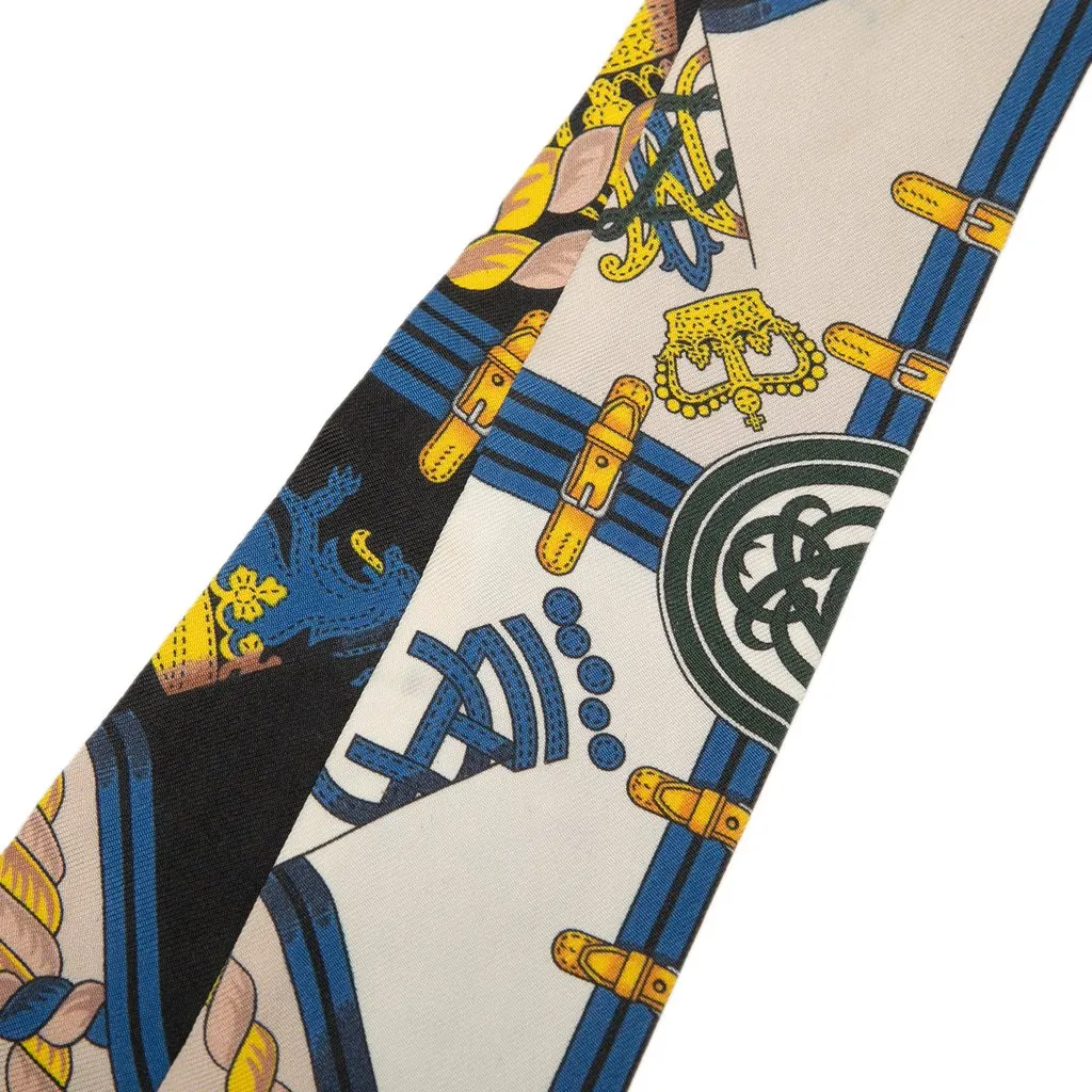 Hermès Grande Tenue Silk Twilly Scarf Blue Silk Good - Back View