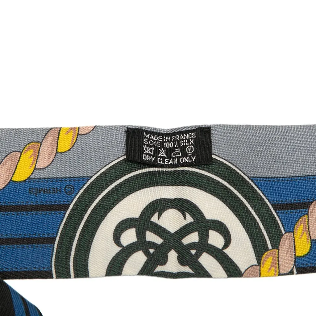 Hermès Grande Tenue Silk Twilly Scarf Blue Silk Good - Box View