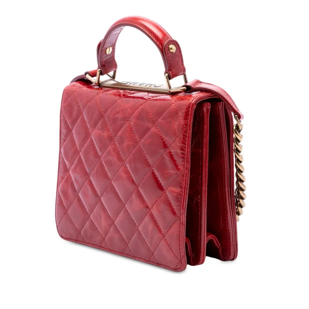 Chanel Large Quilted Glazed Calfskin Reissue 2.55 Rita Top Handle Flap Red Leather Very good - Back View
