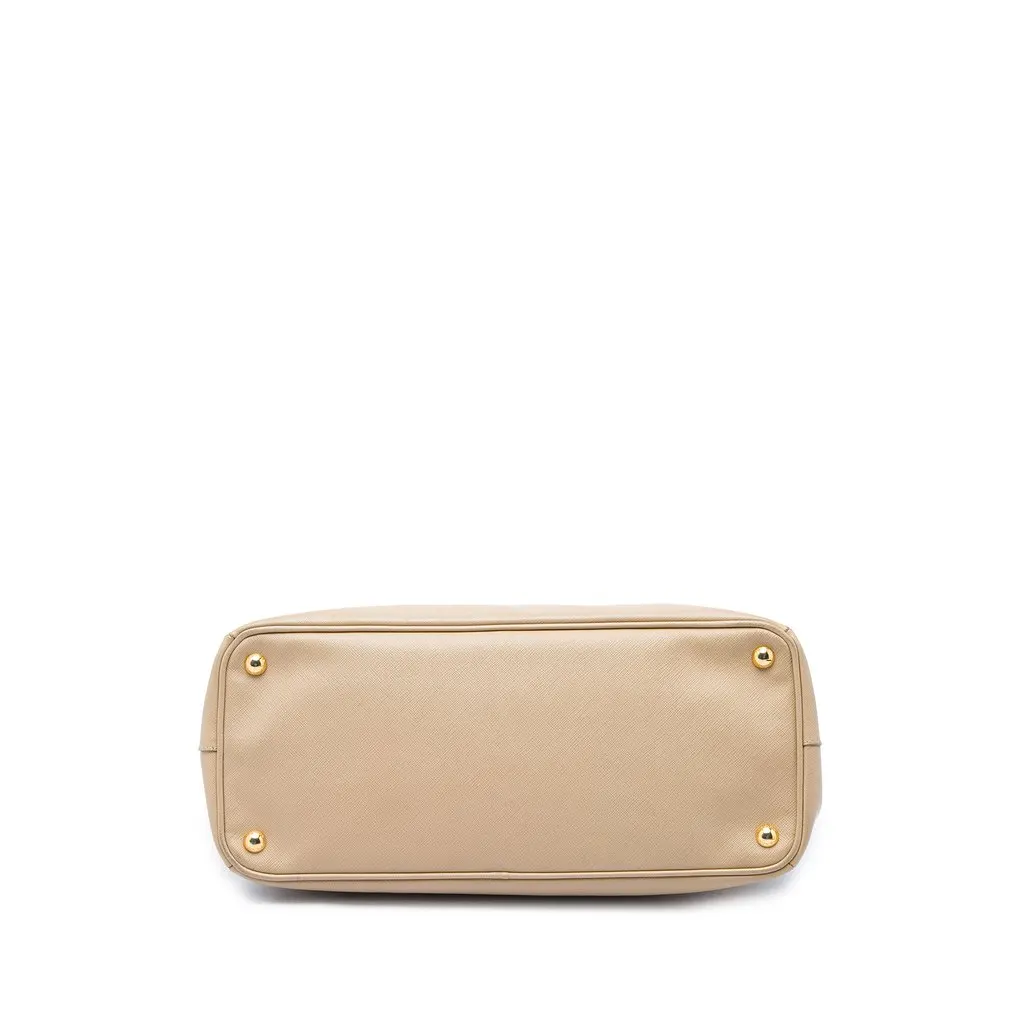 Prada Large Saffiano Lux Galleria Double Zip Tote Beige Leather Good - Inside View