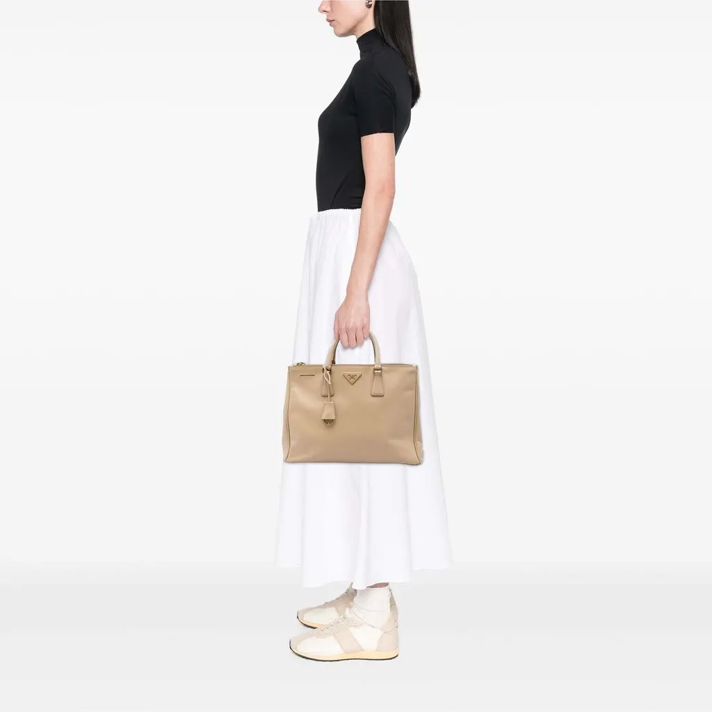 Prada Large Saffiano Lux Galleria Double Zip Tote Beige Leather Good - Box View