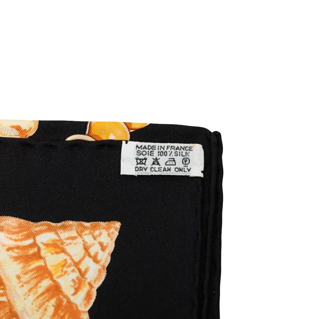 Hermès Rocaille Silk Scarf 90 Black Silk Very good - Back View