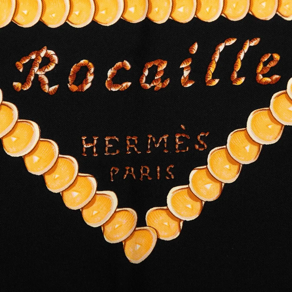 Hermès Rocaille Silk Scarf 90 Black Silk Very good - Inside View