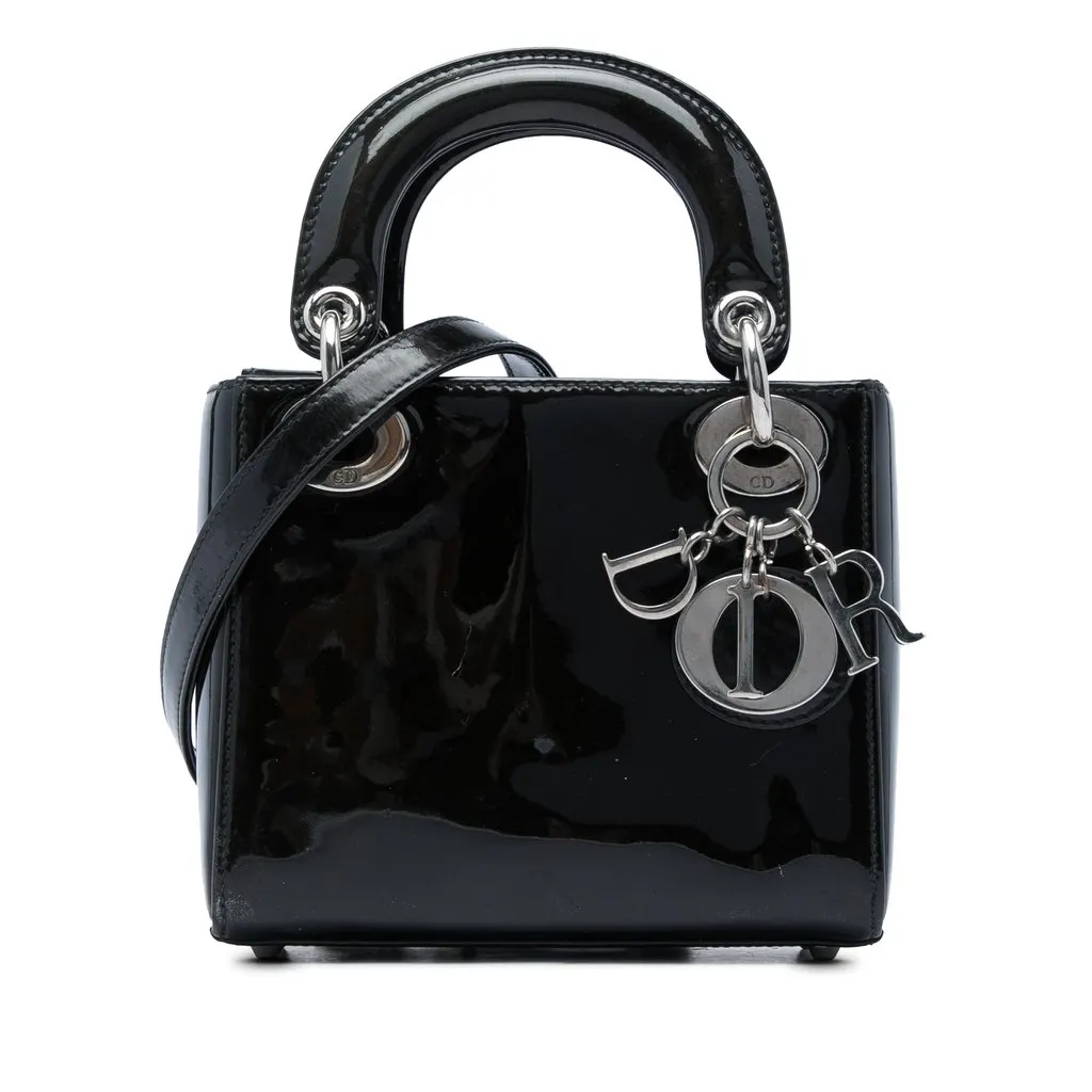 Dior Mini Patent Lady Dior Black Leather Very good - Front View