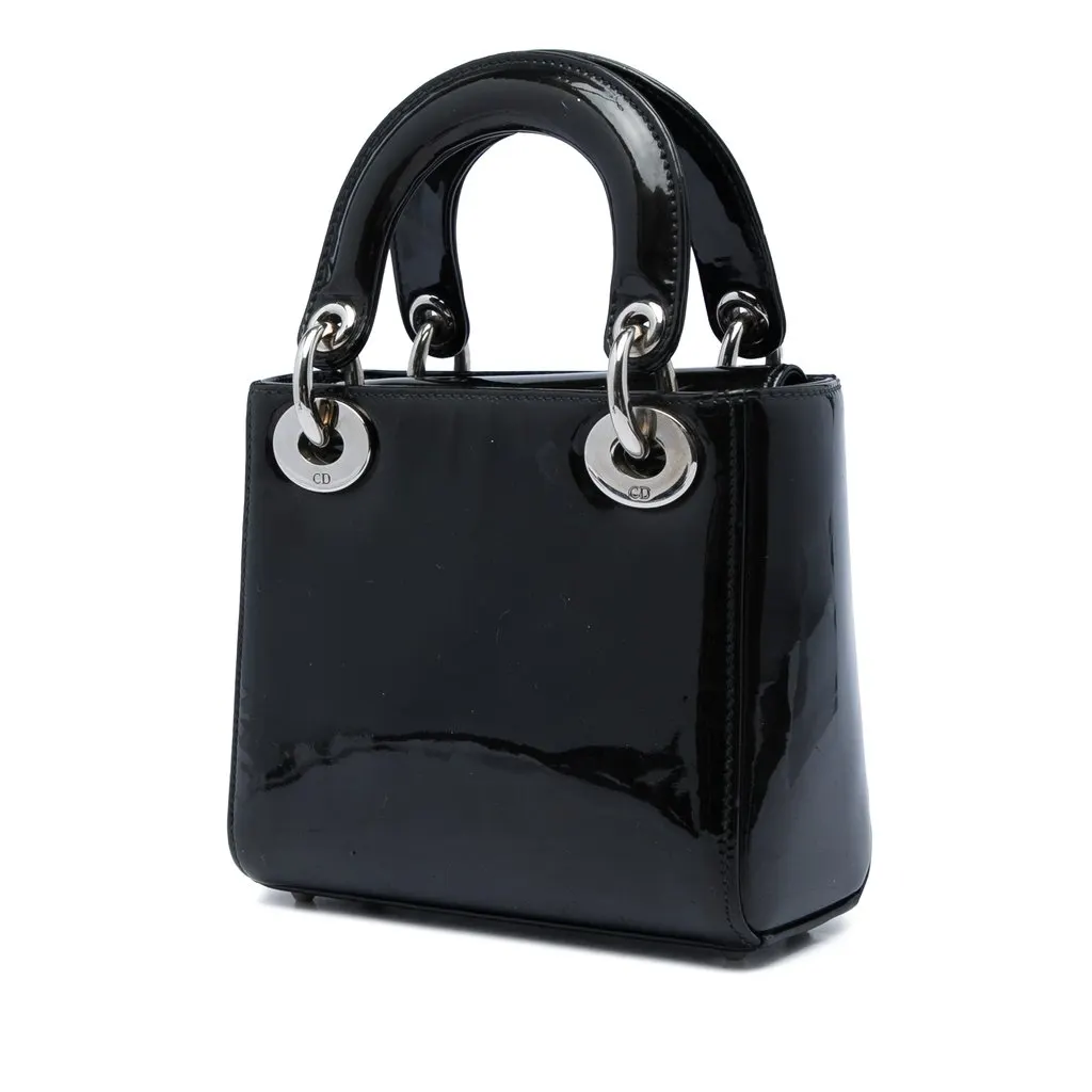 Dior Mini Patent Lady Dior Black Leather Very good - Back View