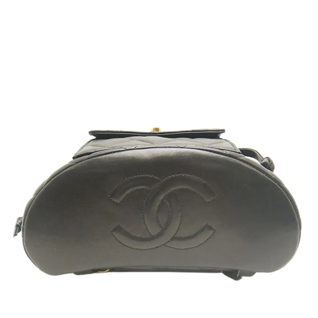 Chanel Medium Quilted Lambskin Duma Backpack Black Leather Very good - Inside View