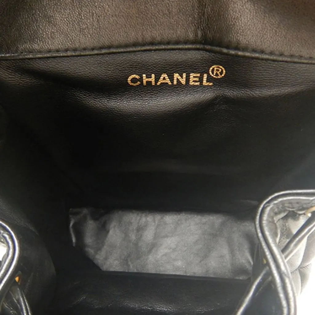 Chanel Medium Quilted Lambskin Duma Backpack Black Leather Very good - Model View