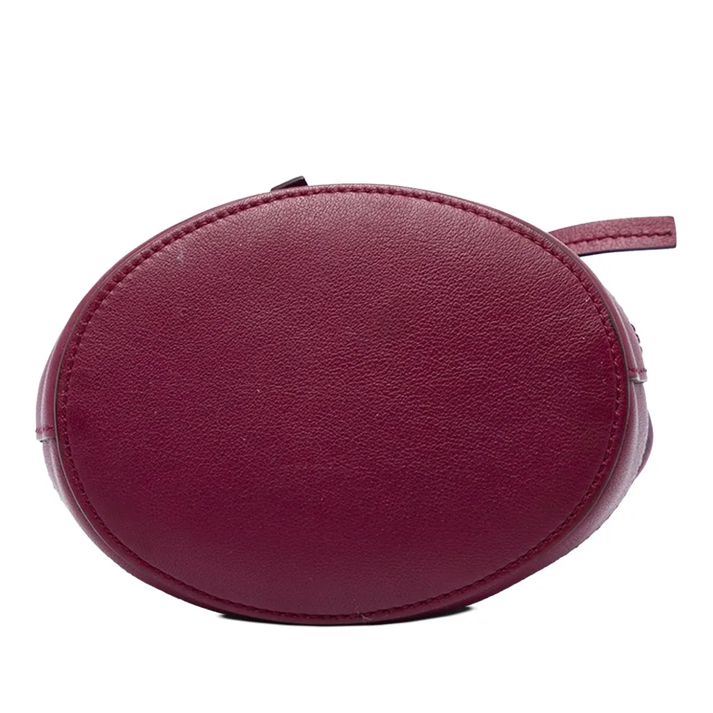 Burberry Overdyed Canvas Horseferry Check Bucket Bag Red Polyamide Good - Inside View