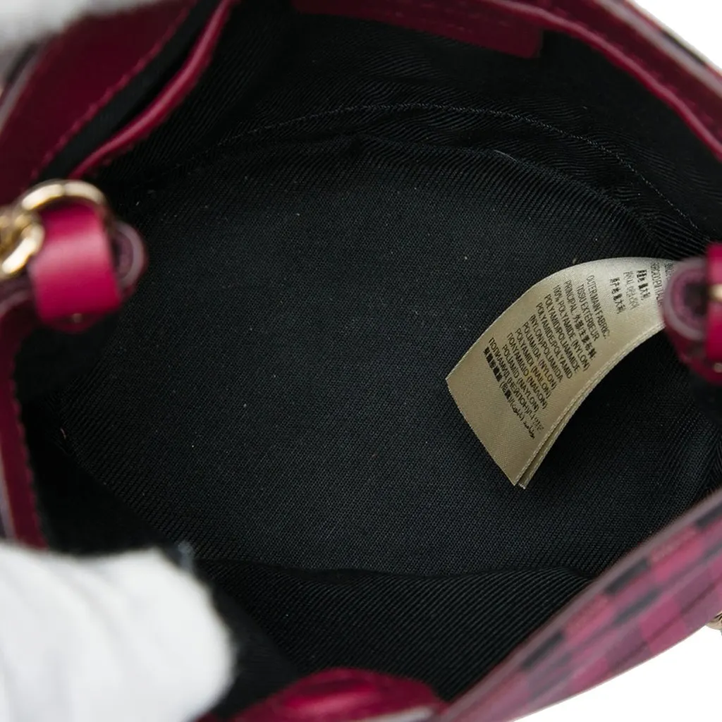 Burberry Overdyed Canvas Horseferry Check Bucket Bag Red Polyamide Good - Model View