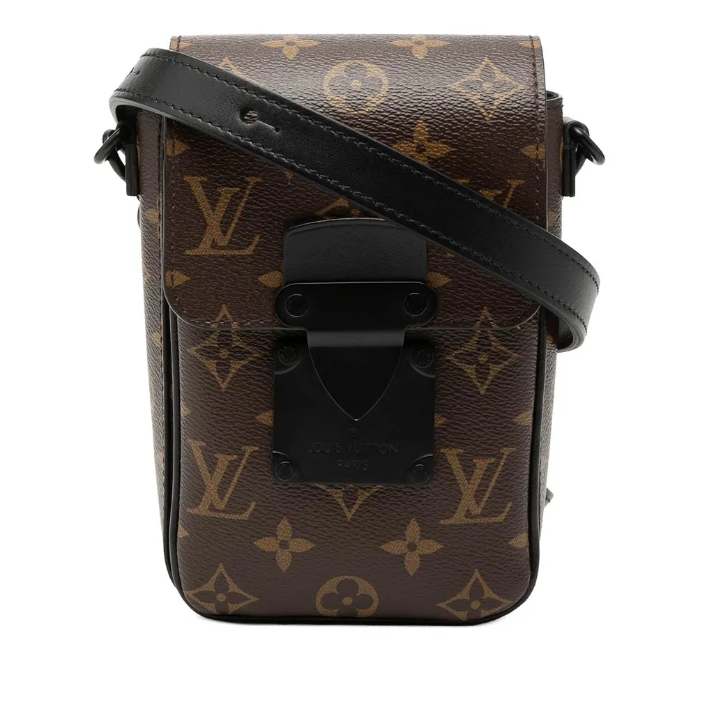 Louis Vuitton Monogram Macassar S Lock Vertical Wearable Crossbody Brown Very good - Front View