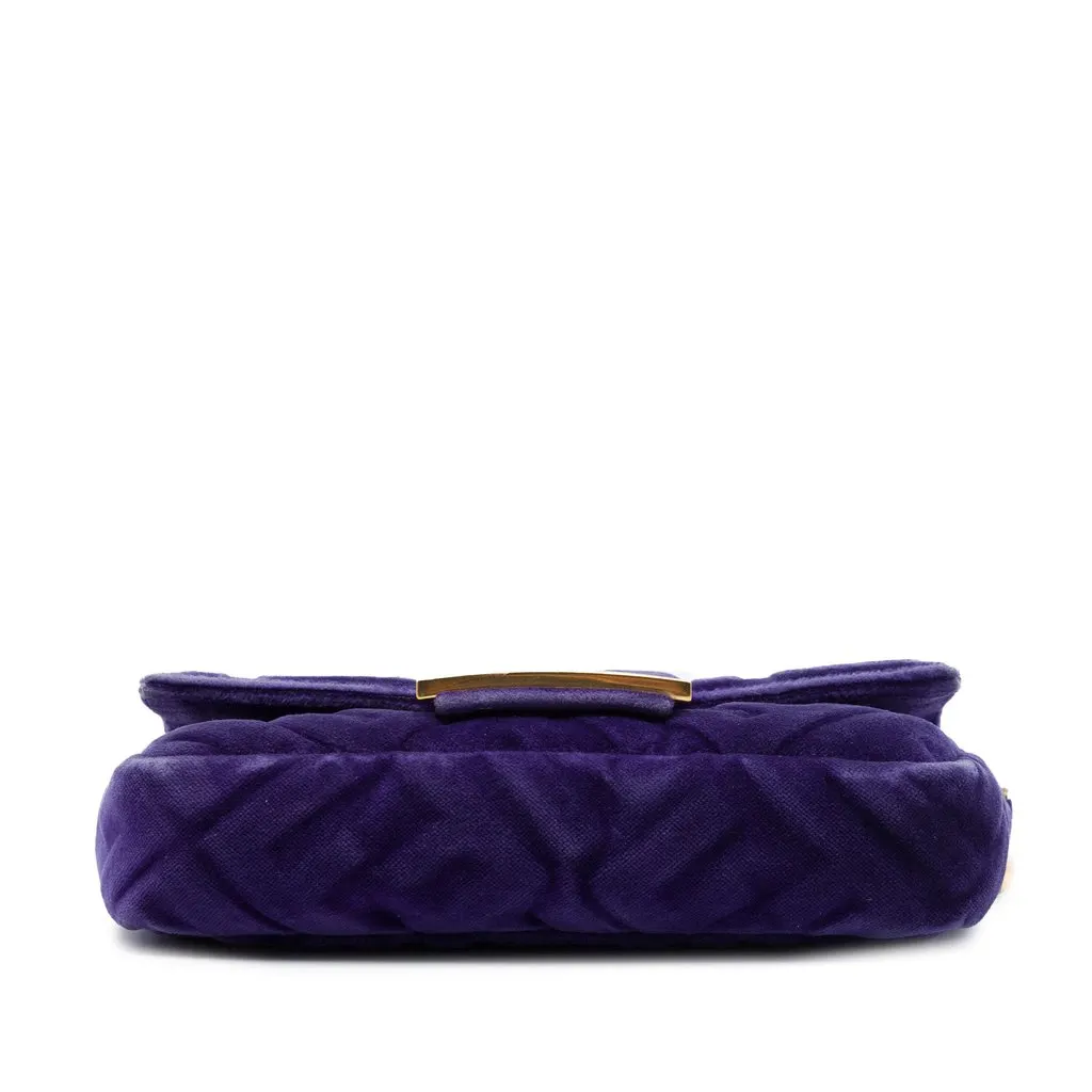 Fendi Mini Zucca Embossed Velvet Baguette Satchel Purple Very good - Inside View