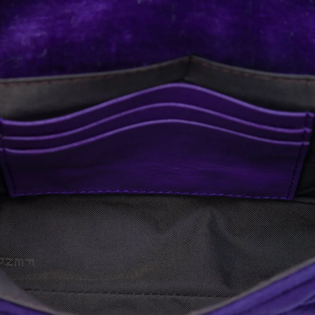 Fendi Mini Zucca Embossed Velvet Baguette Satchel Purple Very good - Model View