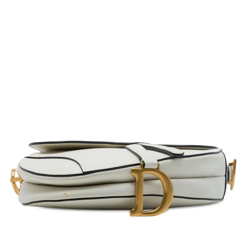 Dior Grained Calfskin Saddle Bag White Leather Very good - Inside View