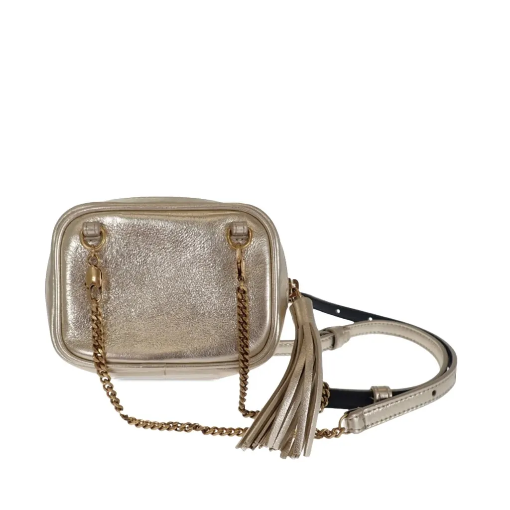 Saint Laurent Baby Metallic Matelasse Calfskin Monogram Lou Camera Bag Gold Leather Very good - Back View